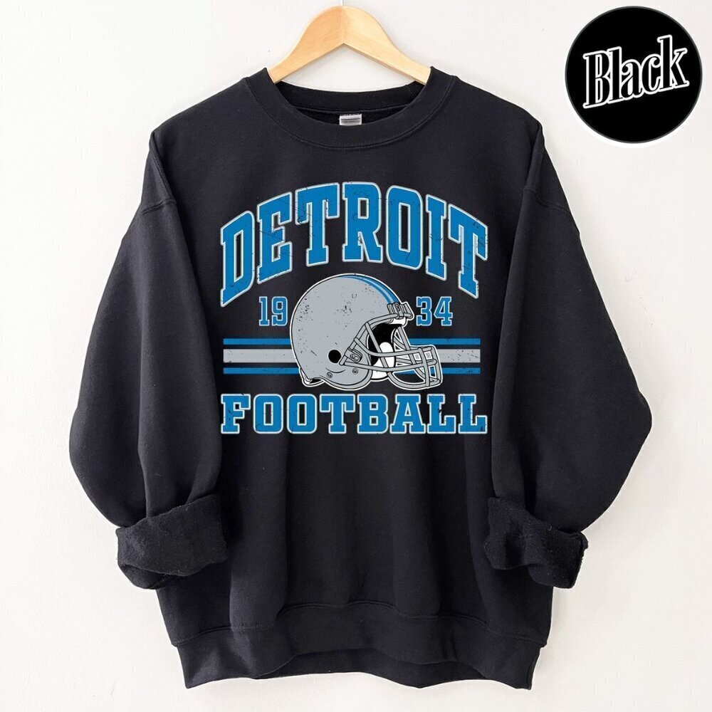 Detroit Football Retro Style Crewneck Sweatshirt